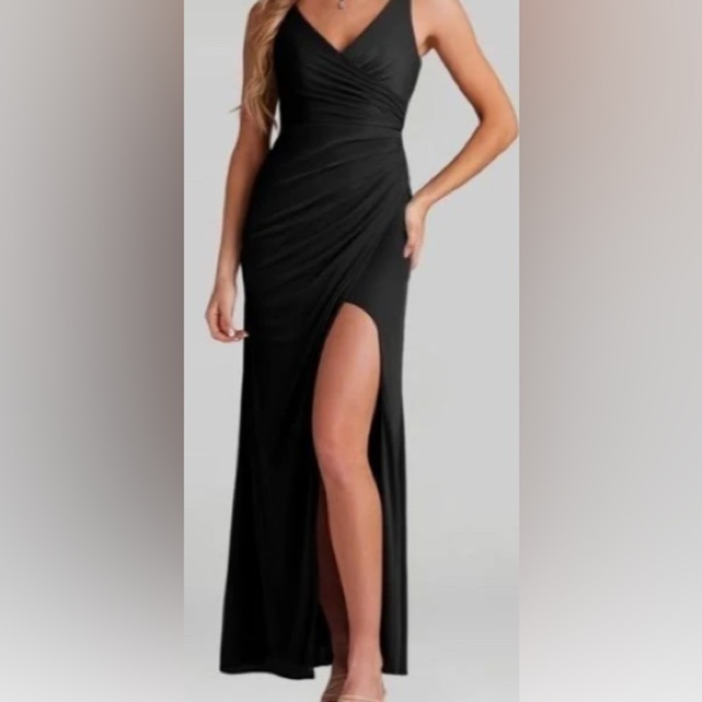 Azazie Leandra Black Evening Gown